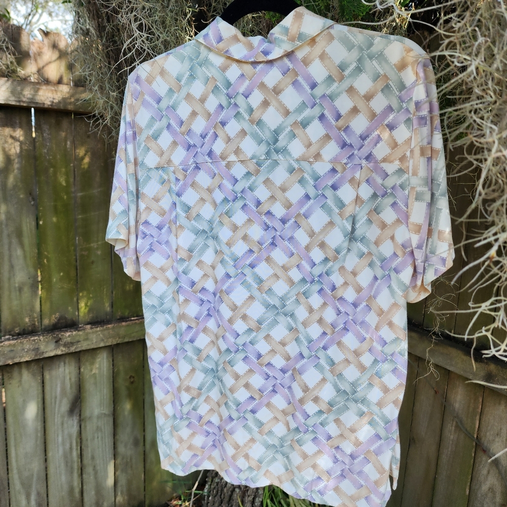 Pastel Lattice Pattern Button Down - image 4